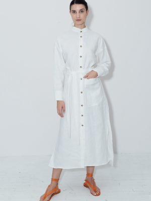 White Linen Petra Kaftan Dress