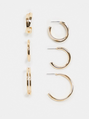 Liars & Lovers Exclusive Hoop Earring Mixed Mutipack X 3 In Gold