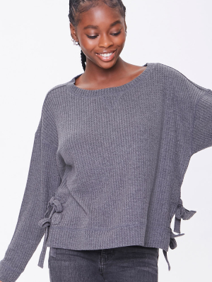 Ribbed Knit Side-tie Top