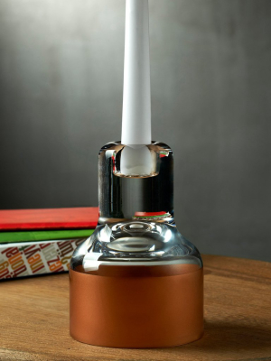 Contour Candle Holder With Clear Top And Copper Base