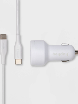 Heyday™ Usb Car Charger (with 6' Usb-c To Usb-c Cable) - Matte White