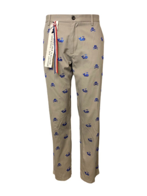 Men's Blue 'skull Crossbones And Whales' Khaki Pants