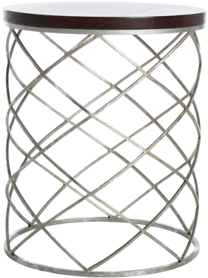 Phoebe Ribboned Round Top Accent Table - Silver/brown - Safavieh.