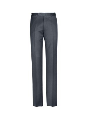 Zegna Flat Front Wool Trouser Grey