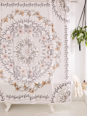 Sketched Floral Medallion Shower Curtain