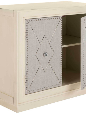 Erabella 2 Door Chest Light Gray Linen/nickel/mirror