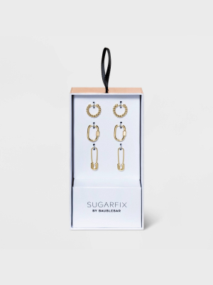 Sugarfix By Baublebar Huggie Hoop Earring Set 3pc - Gold