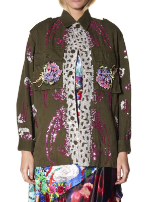 Flowers And Sequins Army Jacket