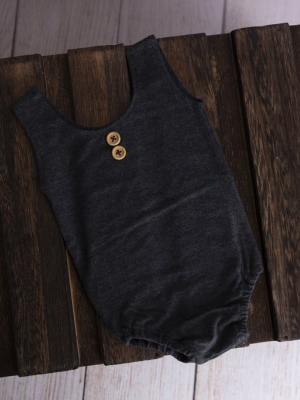 Sleeveless Stitch Romper - Dark Charcoal