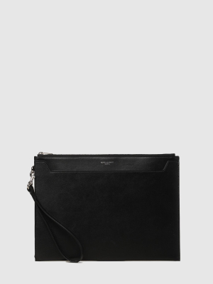 Saint Laurent: Leather Clutch [black]