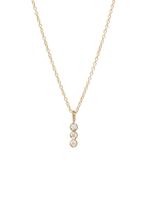 14k 3 Vertical Bezel Diamond Necklace