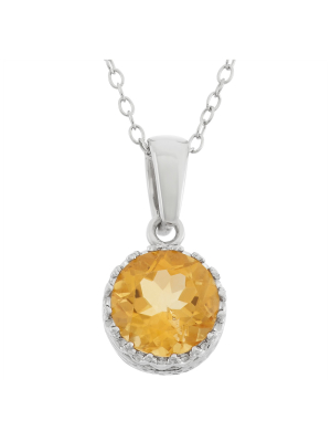 2 Tcw Tiara Citrine Crown Pendant In Sterling Silver