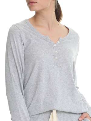 Organic Cotton Knit Henley In Grey