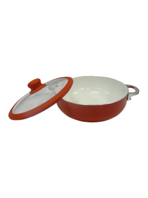 Imusa 6.9qt Red Ceramic Nonstick Caldero With Glass Lid