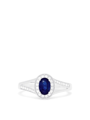 Effy Royale Bleu 14k White Gold Sapphire And Diamond Ring, 0.70 Tcw