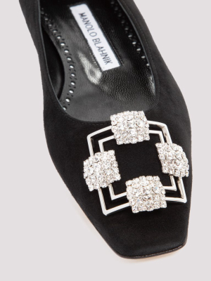 Manolo Blahnik Judith Crystal-detailed Flats