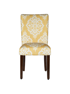 Set Of 2 Parson Dining Chair Wood/damask Yellow - Homepop