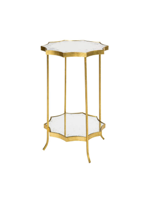 Astre Gold Mirror Side Table Two Tier