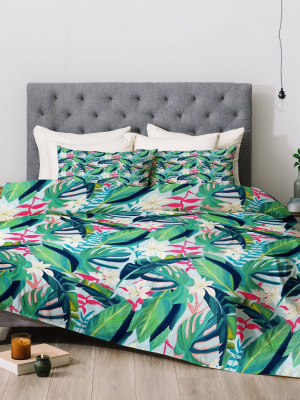 Tropical Eye Candy Comforter Set Green- Deny Designs