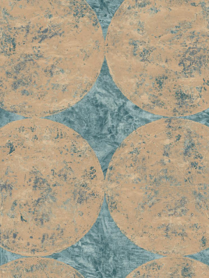 Fulton Wallpaper In Blue And Copper From The Metalworks Collection By Seabrook Wallcoverings