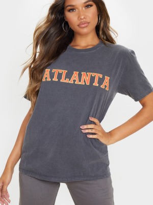 Grey Atlanta Slogan Washed T Shirt