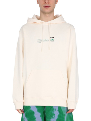 Msgm Fantastic Green Print Hoodie