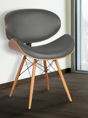 Cassie Mid-century Dining Chair In Walnut Wood And Gray Faux Leather - Armen Living