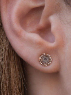 14kt Rose Gold Diamond Slice Stud Earrings