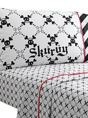 3pc Skulls Crossbones Skurvy Twin Bed Sheet Set - Paul Frank..