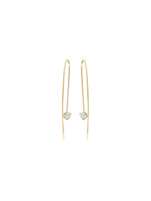 14k Xl Diamond Prong Set Wire Earrings