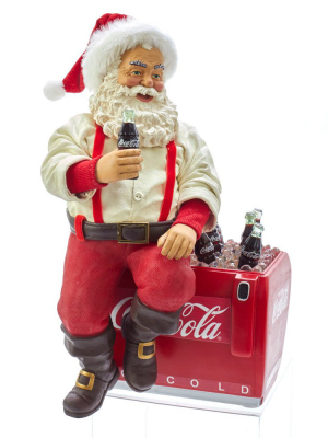 Kurt Adler 10.5-inch Coca-cola® Santa Sitting On Cooler Table Piece