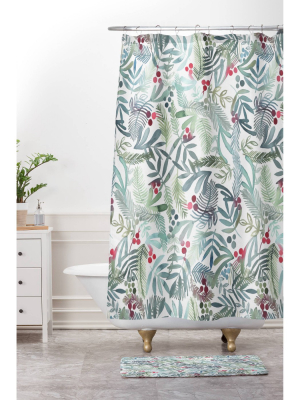 Dash And Ash Ferns And Holly Shower Curtain Green - Deny Designs