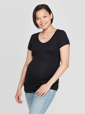 Maternity Short Sleeve Scoop Neck Side Shirred T-shirt - Isabel Maternity By Ingrid & Isabel™