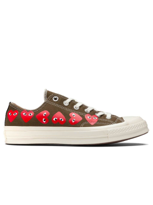 Converse X Comme Des Garcons Play All Star Chuck '70 Ox "multi Heart" - Khaki