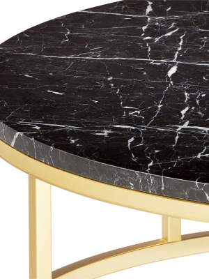 Smart Brass Coffee Table With Black Marble Top