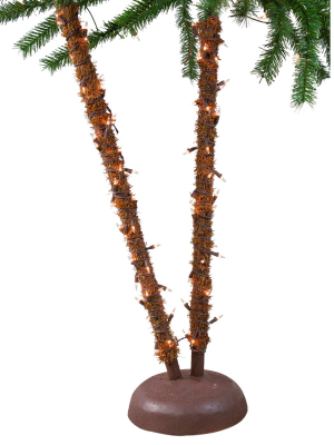 Northlight 6' Pre-lit Dual Artificial Tropical Outdoor Patio Palm Trees - Clear Lights