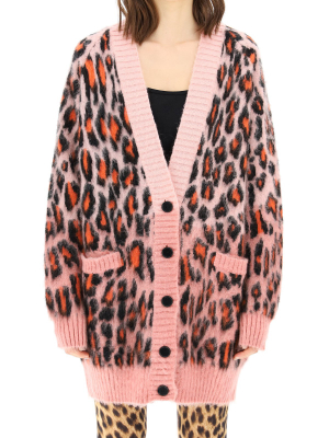 Msgm V-neck Leopard-knit Cardigan