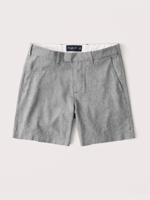 Linen-blend Plainfront Shorts