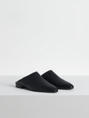 Babouche In Smooth Leather - Black