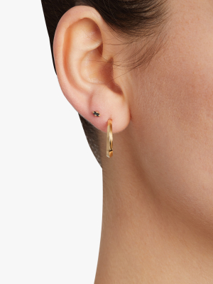 Single Baguette Black Diamond Mini Stud Earring