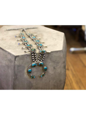 Kingman Turquoise Squash Blossom Set | Vintage