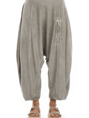 Wide Baggy Washed Out Taupe Cotton Trousers