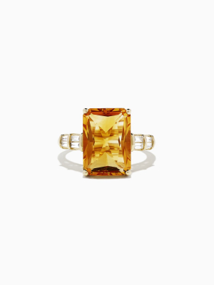 Effy Sunset 14k Yellow Gold Citrine And Diamond Ring, 7.02 Tcw