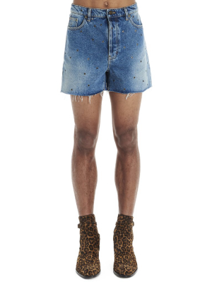 Saint Laurent Studded Denim Shorts