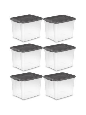 Sterilite 19373v06 50 Quart Clear Latched Plastic Storage Container (6 Pack)