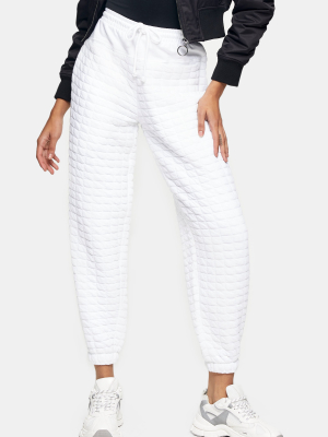 White Quilted Joggers