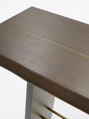 Selena Modern Acacia & Brass Console Table