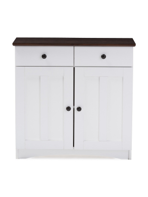 Lauren Twotone And Buffet Kitchen Cabinet With Two Doors And Two Drawers White/dark Brown - Baxton Studio