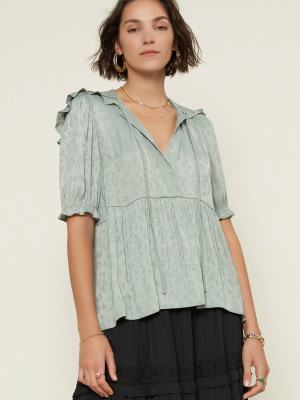 Ruffle Jacquard Blouse