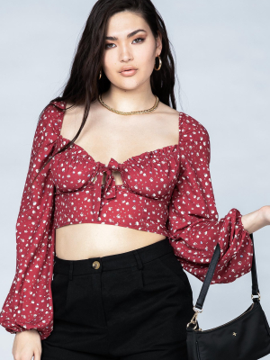 Alex Top Burgundy Floral